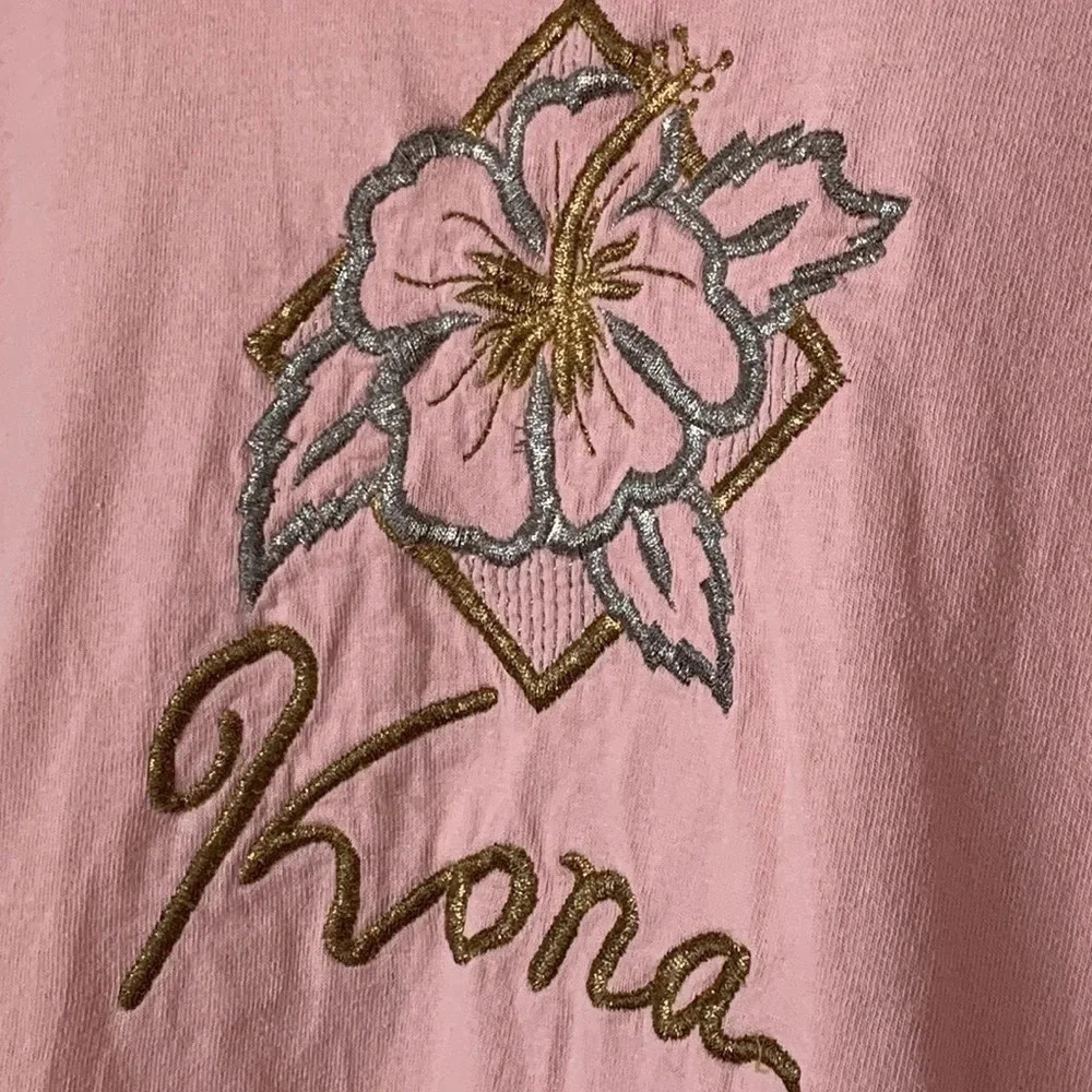 VTG Women’s Kona Hawaiian Pink Tropical Floral Shirt L Embroidered Y2K 90s Beach - Picture 4 of 9